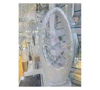 Silver Crushed Diamond Flower Vase - 80 cm Sparkly Mirrored Crystal Centerpiece - Glamorous Art Deco Sculpture for Living Room, Hallway, or Entryway Décor