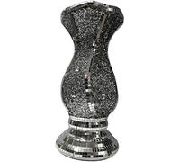 Silver Crushed Diamond Flower Vase, Crystal Glitter Floral Pot with Mirror Mosaic Design, Luxurious Sparkling Ornament for Living Room, Bedroom, Hallway, Elegant Home Decor Gift -30CM Tall