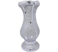 Silver Crushed Diamond Glitter Vase 30x15cm - Sparkly Mirrored Ceramic Floor Flower Pot - Luxury Home Decoration for Living Room, Hallway, or Bedroom - Shiny Crystal Display Vase