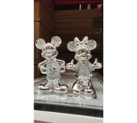 Silver Crushed Diamond Minnie Micky Mouse Ornament