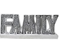 Silver Crushed Diamond Mirrored Family Letter Floating Wall Shelf Crystal Modern Sparkly Bling Family Sign Living Space Into A Haven Of Elegance And Sophistication Mesmerize Your Guests