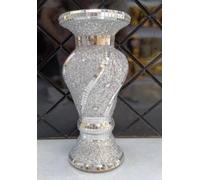 Silver Crushed Diamond Mirrored Vase - 30 cm Handmade Mosaic Crystal Flower, Sparkle Finish Wedding & Home Centrepiece