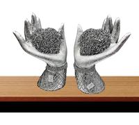 Silver Crushed Diamond Sparkle Bling Heart with Hands Ornament, Decorative Statue, Handmade Romantic Sculpture for Home or Living Room,Bedroom Decoration -20cm