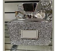 Silver Crushed Diamond Sparkly Perfume Bottle Ornament Shelf Sitter