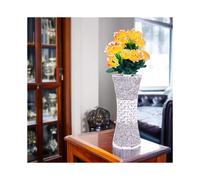 Silver Crushed Diamond Vase 25cm Decor