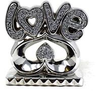 Silver Crushed Diamonds Love Sign on Heart Sparkle Ornaments, 25cm, Crystallized Handmade Home Decor