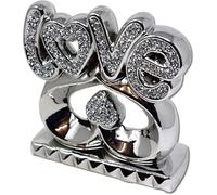 Silver Crushed Diamonds Love Sign on Heart Sparkle Ornaments - Perfect for Office, Christmas, Anniversary, Birthday, Valentine's Day - 20cm