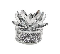 Silver crushed diamonds sparkle ornament Lotus on Cylinder tea light holder | CRYSTALLIZED Silver Lotus Candle Holder Crushed Diamond Display