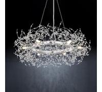 EFPD Silver Crystal Chandelier Fireworks, Modern Dining Room Light Fixture, Bedroom Dining Room Living Room Entry Wardrobe Bathroom Kitchen Island Round Chandelier