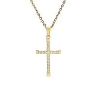 Silver Crystal Cross Pendant Necklace Women's Sweet Preppy Style Dainty Collarbone Chain Minimalist Jewelry Gift