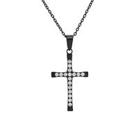 Silver Crystal Cross Pendant Necklace Women's Sweet Preppy Style Dainty Collarbone Chain Minimalist Jewelry Gift