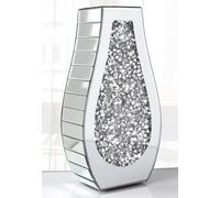 Silver Crystal Crushed Diamond Mirrored Vase - Luxurious Home & Office Decoration (Ceramic, Silver 10)