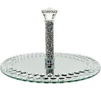 Silver Crystal Diamond Glass Rotating Turntable Cake Stand For Weddings, Parties, And Home Decor Gifts - 30cms