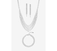 Silver Crystal Multirow Three Piece Set Mood Silver One Size