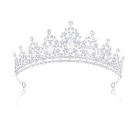 Silver Crystal Princess Queen Tiara - Bride Rhinestone Crowns Headband for Women Wedding,Birthday,Halloween,Prom,Pageant,Party,Coming of Age Ceremony,Photo Props (HG301-Silver White)