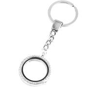 Silver Crystal Round Floating Glass Locket Memory Keyring Charm Comfortable and Environmentally Necklaces Bridal Wedding Bouquet Charms for Photo and Decoration