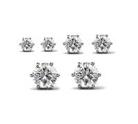 Silver Crystal Round Stud Earrings Gift Set, 3 Pairs.