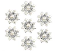 Silver Crystal Snowflake Pearl Rhinestone Applique Embellishments - YIMIL Flat Back Rhinestone Embellishments for Buttons Brooches Crafts Flower Hair Accessories, Pack of 24.