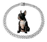 Silver Cuban Link Chain Collar for Dogs, Bling Cats Necklace Metal Crystal Sparkly Diamond Rhinestone Puppy Chain Collars for Small Medium Large Gilrs Female Boys,18 inch