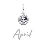 Silver Cubic Zirconia Birthstone Charm - April - Z4204