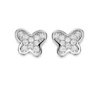 Silver Cubic Zirconia Butterfly Stud Earrings - 7mm - F04023