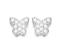 Silver Cubic Zirconia Butterfly Stud Earrings - 8mm - F04051