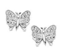 Silver Cubic Zirconia Butterfly Stud Earrings - F0406