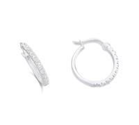Silver Cubic Zirconia Creole Earrings - 15mm - F13019