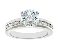 Silver Cubic Zirconia Engagement Ring with Cubic Zirconia shoulders I