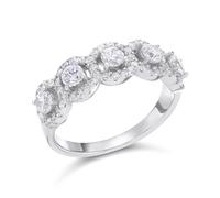 Silver Cubic Zirconia Five Halo Ring - F6051-S