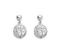 Silver Cubic Zirconia Flower Drop Earrings - 16mm drop - F1209