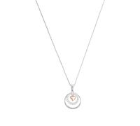 Silver Cubic Zirconia Heart & Double Loop Pendant Necklace
