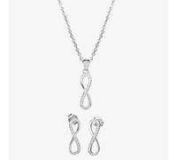 Silver Cubic Zirconia Infinity Pendant and Earrings Set SET12197 GWP