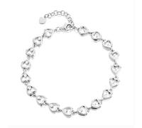 Silver Cubic Zirconia Open Heart Bracelet - 8in - F14167