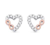 Silver Cubic Zirconia Open Heart Infinity "Infinite Love" Earrings - 7mm - F04133