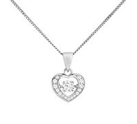 Silver Cubic Zirconia Open Heart Necklace - F35137