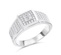Silver Cubic Zirconia Square Signet Ring - F5118-P