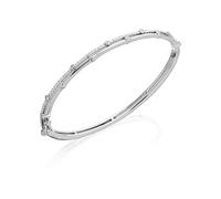 Silver Cubic Zirconia Two Row Bangle - F2753