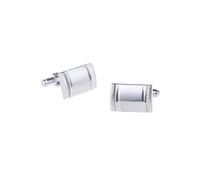 Silver Cufflinks Rectangle Shape Ridged Edge Smart Formal Shirt Cufflink