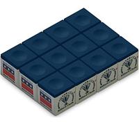 Silver Cup Billiard/Pool Cue Chalk Box, Blue, 12 Cubes