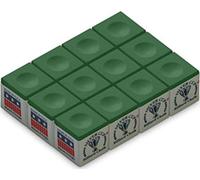 Silver Cup Billiard/Pool Cue Chalk Box, Green, 12 Cubes