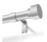 Silver Curtain Pole Metal Extendable Curtain Rods Door Curtain Poles for Eyelet Curtains, Silver 76 to 228cm