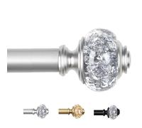 Silver Curtain Poles for Eyelet Curtains 80 to 365 cm, USFOOK Heavy Duty Extra Long Curtain Rods for Living Room, 22mm Telescopic Curtain Pole with Brackets