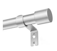 Silver Curtain Poles for Eyelet Curtains Metal Extendable Curtain Rod Adjustable Voile Curtain Poles for Windows Door (Silver, 76 to 152cm)