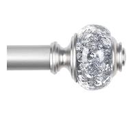 Silver Curtain Rod, USFOOK 7/8 inch Curtain Rods for Windows 72 to 144 Inch, Telescoping Splicing Drapery Rods 32 to 144, Decoration for Home with Decorative Translucent Finials