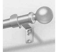 Silver Curtain Rods for Windows 48 to 84 Inch, Adjustable Heavy Duty 1" Diameter Decorative Curtain Rod with Silver Round Finials, Modern Easy Install Extendable Metal Drapery Pole Set