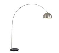 Silver Curved Floor Lamp, Modern Designer Style Floor Light with Dimmable and Remote Control, Height Adjustable, Heat Dissipation Design Dome Lampshade, Marble Base, 3 Color Temperatures, 7W