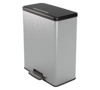 (Silver) Curver Pedal Bin Deco Rectangular Duo Trash Can Waste Container Grey/Silver