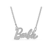(Silver) Cute And Shiny Crystal Script Logo Necklace