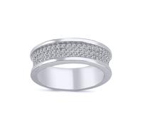 Silver CZ 3-row Pave Wedding Band Style Half Eternity Ring - ARN142 Jewelco London White L